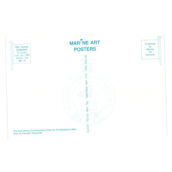 Cunard Line Europe America Aquitania Poster Art Print Postcard Marine Art 11/23 - Picture 2 of 2